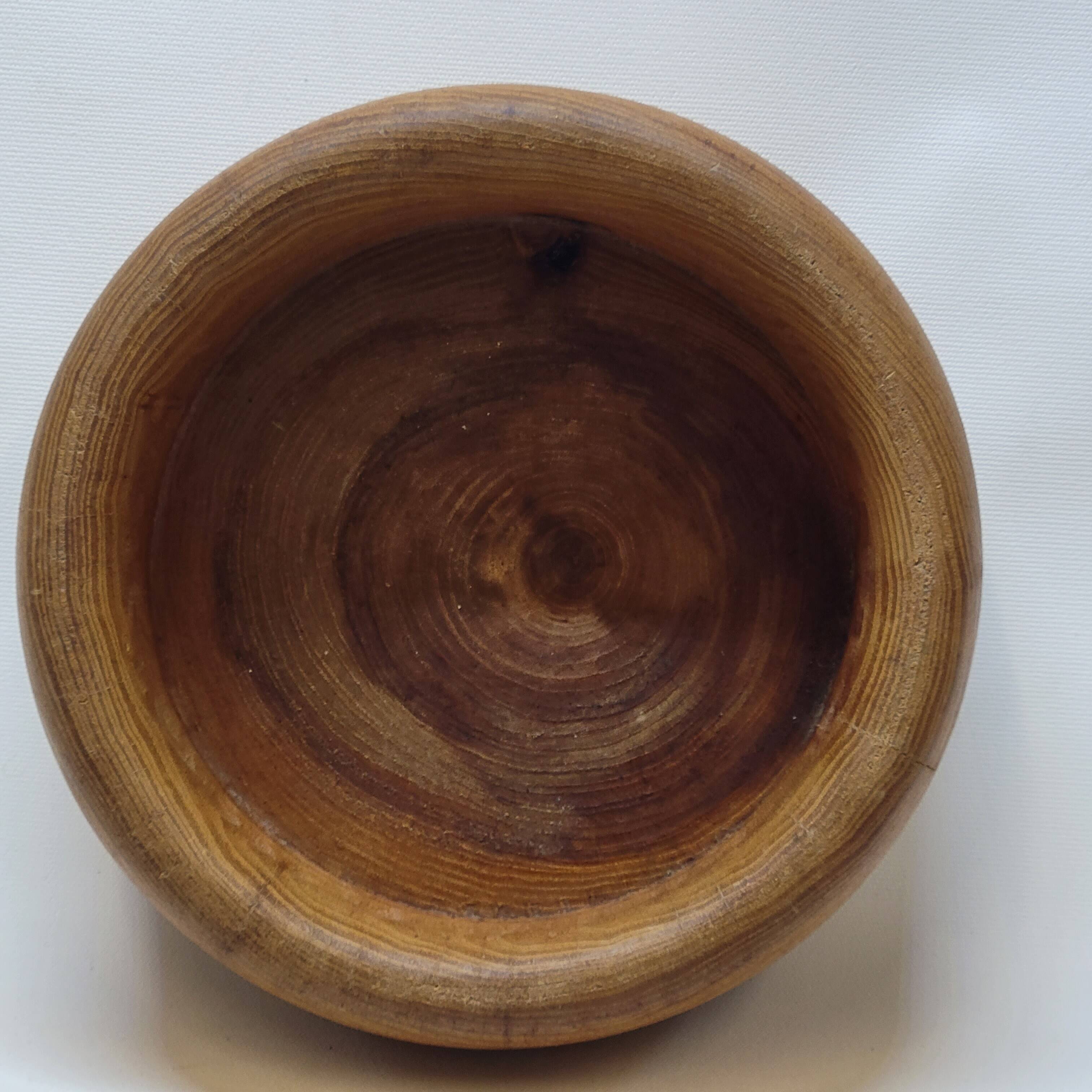 Vintage Scandinavian Turned Wood Empty Pocket Bowl