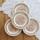 4 assiettes à dessert vintage fleuries – Codec – Décor brun rustique