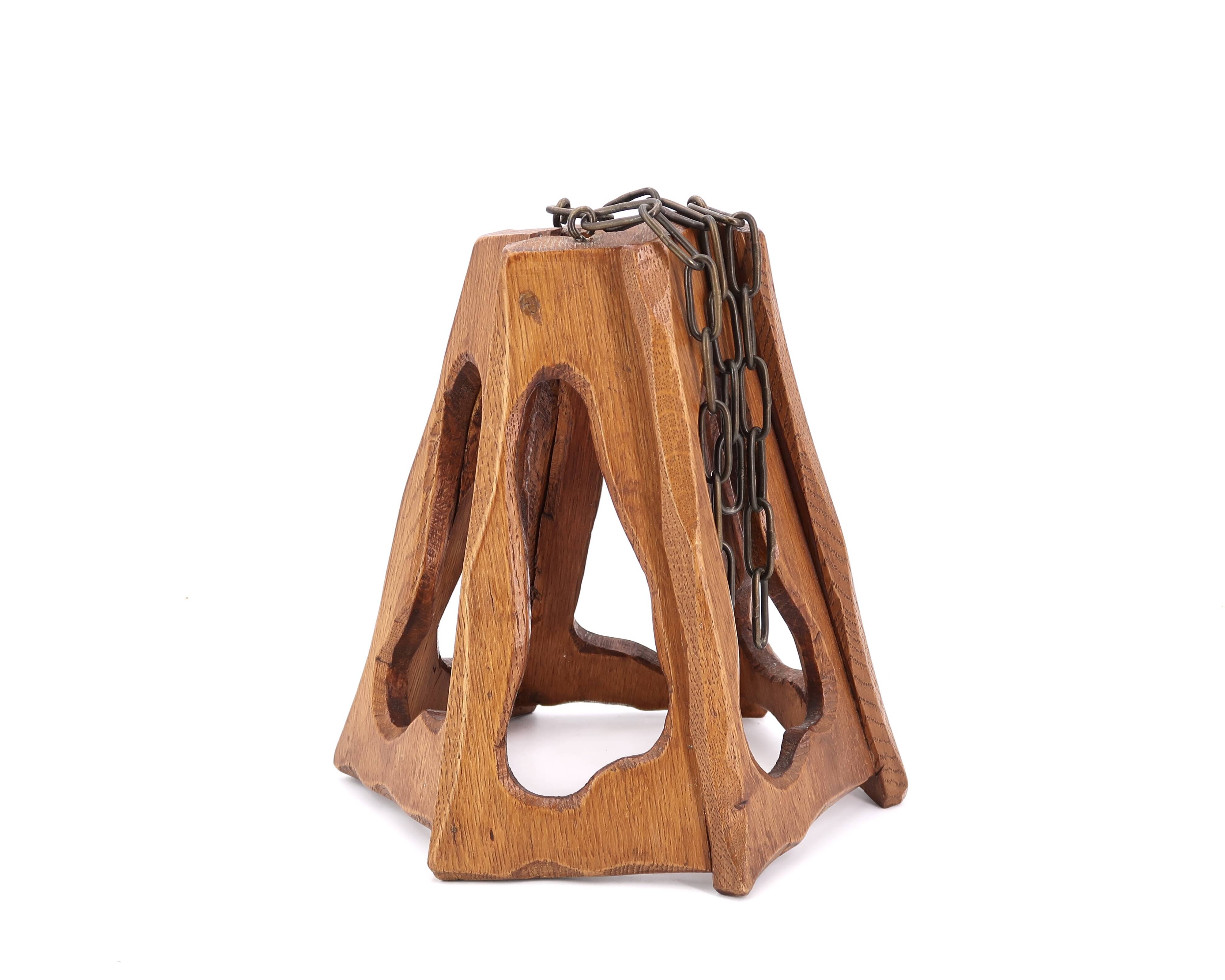 Asymmetrical wooden pendant light, 70s