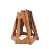 Asymmetrical wooden pendant light, 70s