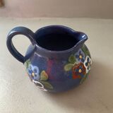 Pichet bleu et fleurs prop art jean garillon soufflenheim alsace