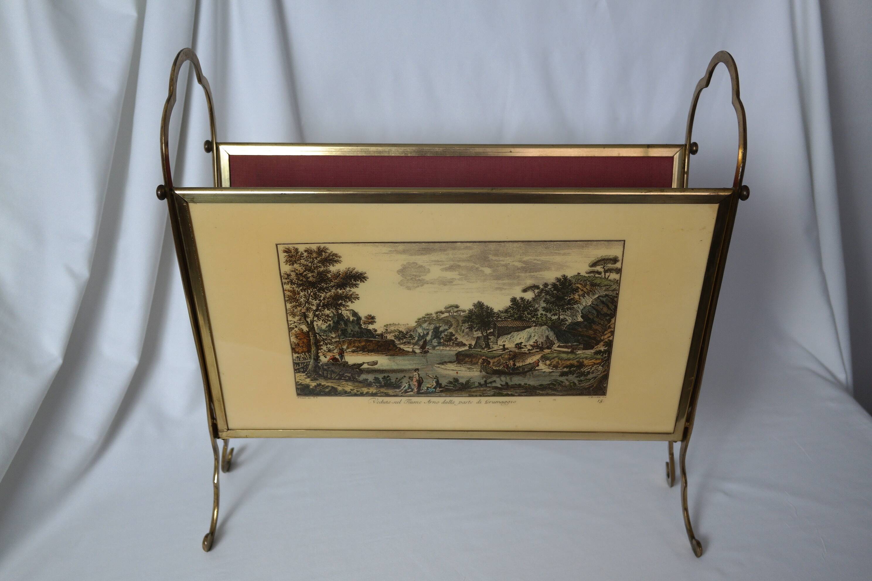Italian brass magazine rack