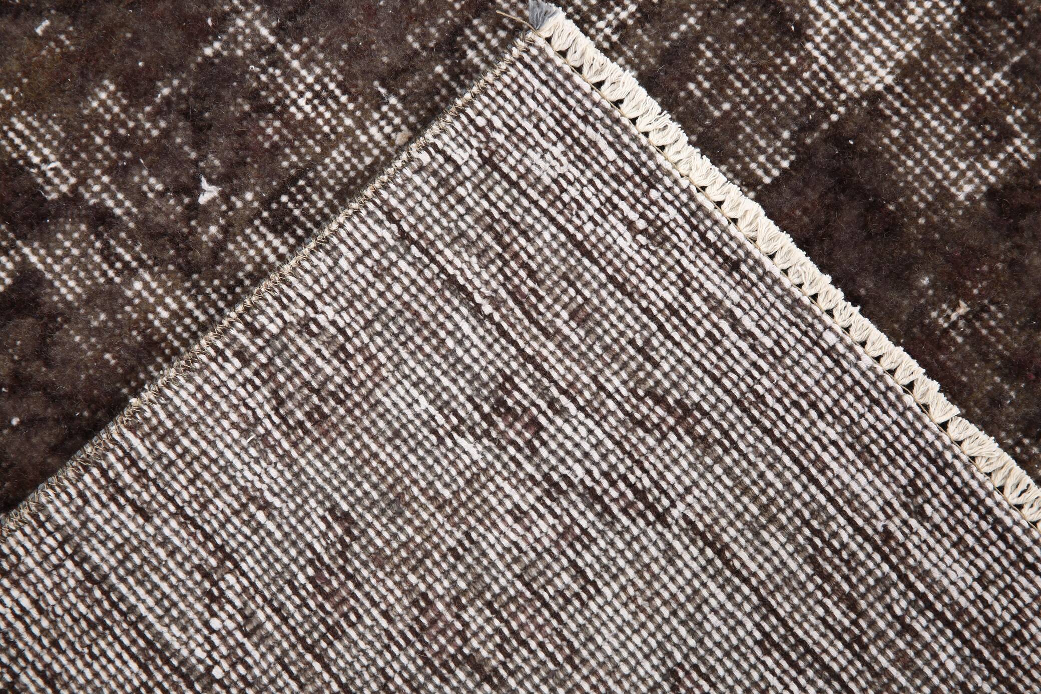 2x10 Soft Wool Dark Gray Turkish Vintage Runner Rug