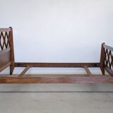 Double bed from Atelier Saint-Sabin in solid oak with lattices - 1950s