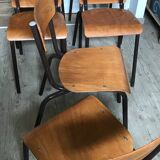 Lot of six vintage school chairs