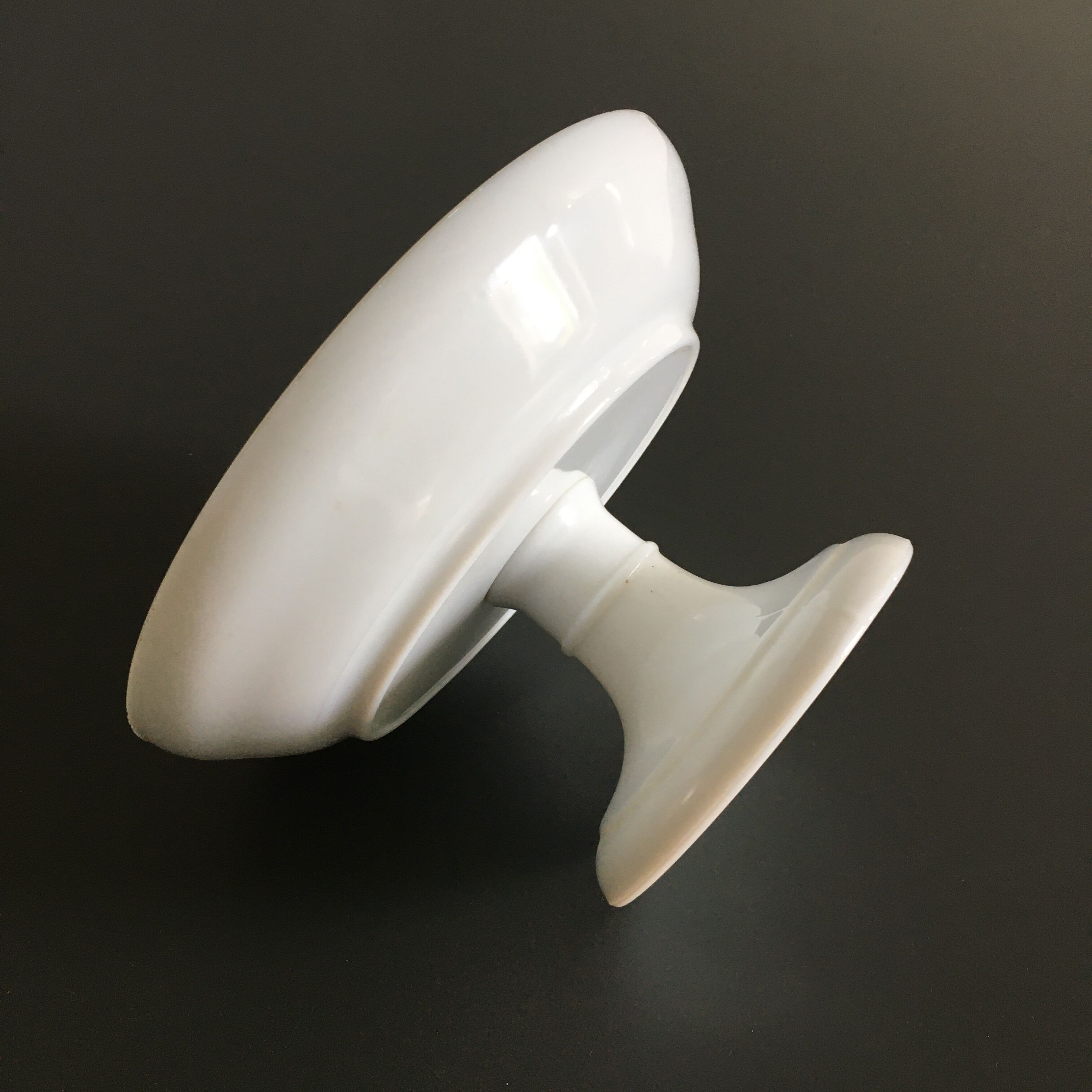 White opaline footed bowl