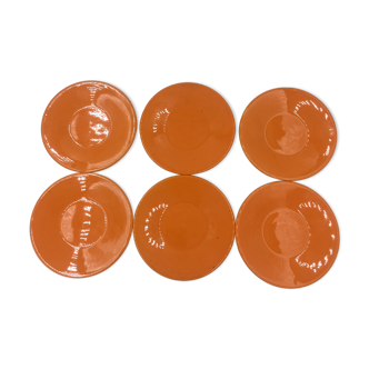 Set of 6 orange plates Franco Pozzi