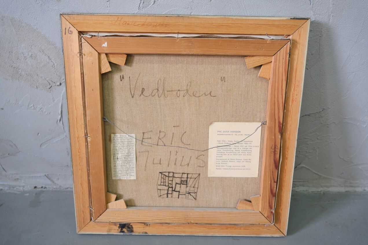 Eric Julius Svensson, Swedish Modern Composition, 1970s, Oil on Canvas, Framed