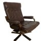 Vintage Scandinavian armchair in curved wood and leather