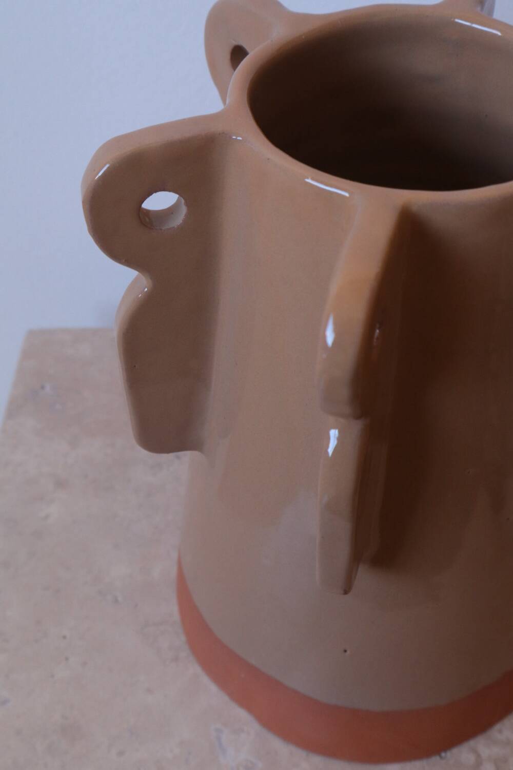 Handmade beige sculptural ceramic vase