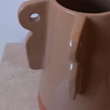 Handmade beige sculptural ceramic vase
