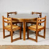 Series of 6 chairs in elm and rope Maison Regain