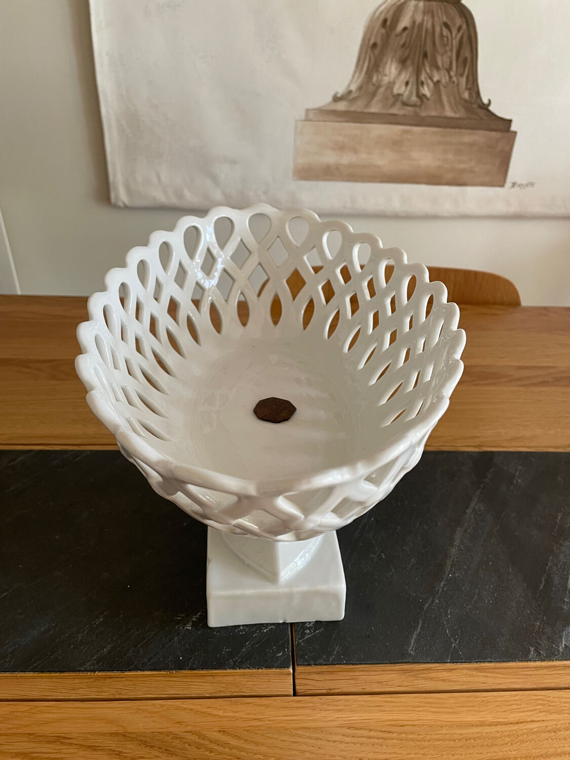 Old white porcelain fruit cup