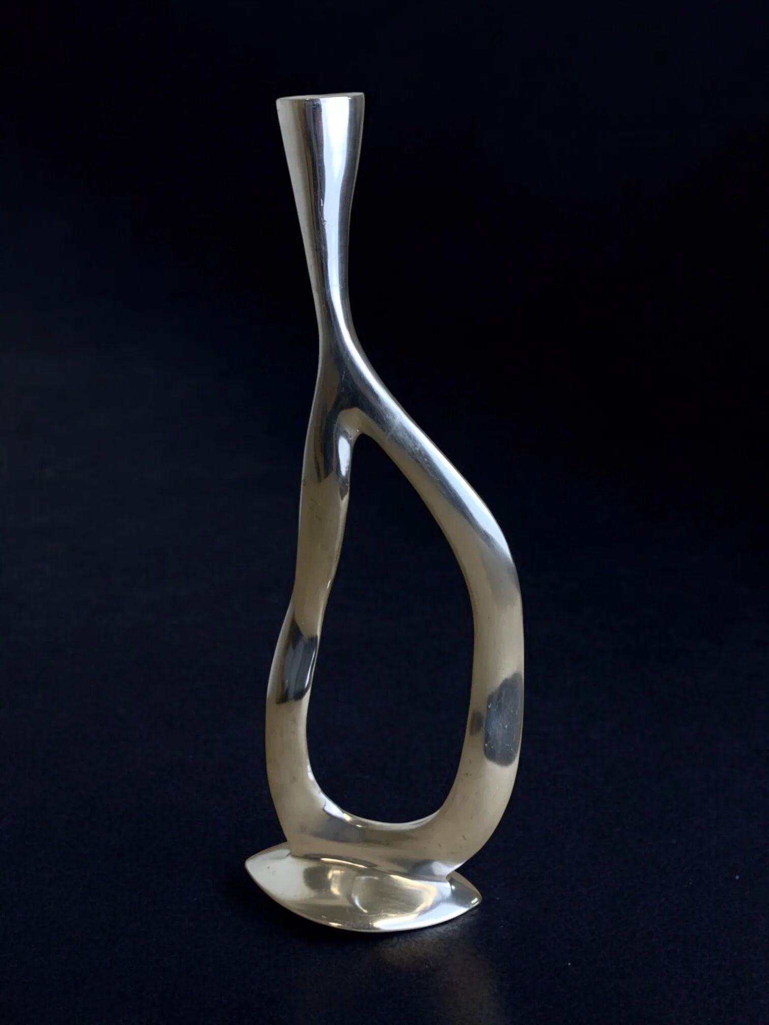 Biomorphic candleholder, solid aluminium, 1970s