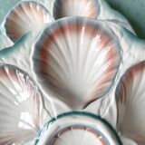 Majolica oyster plates, Digoin & Sarreguemines