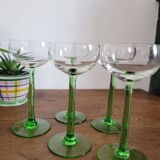 Set of 5 stemmed white wine glasses from Alsace