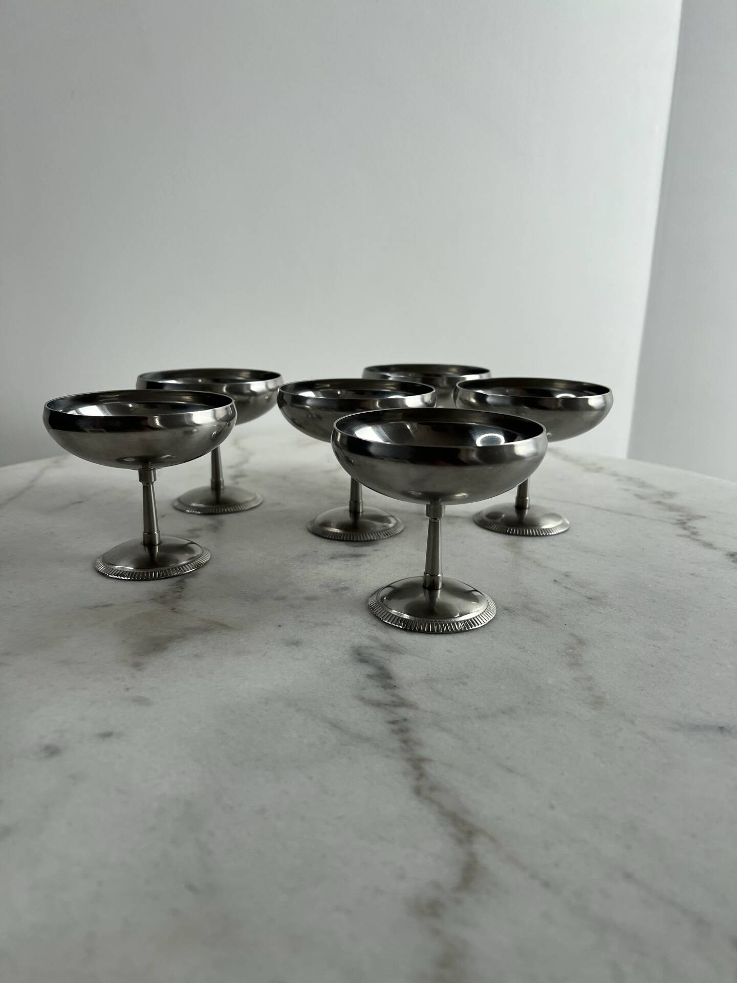 Lot de 6 coupes à champagne en inox Letang Rémy