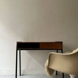 Desk in wood and black metal design 1950