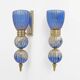 Pair of Murano Glass Blue Wall Sconces with Gold Dust Inclusions