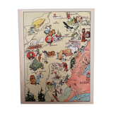 Affiche ancienne carte de la Franche Comté - JP Pinchon