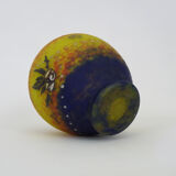 Vase Art Déco de Delatte Nancy en verre marmoréen jaune orangé. Année 30