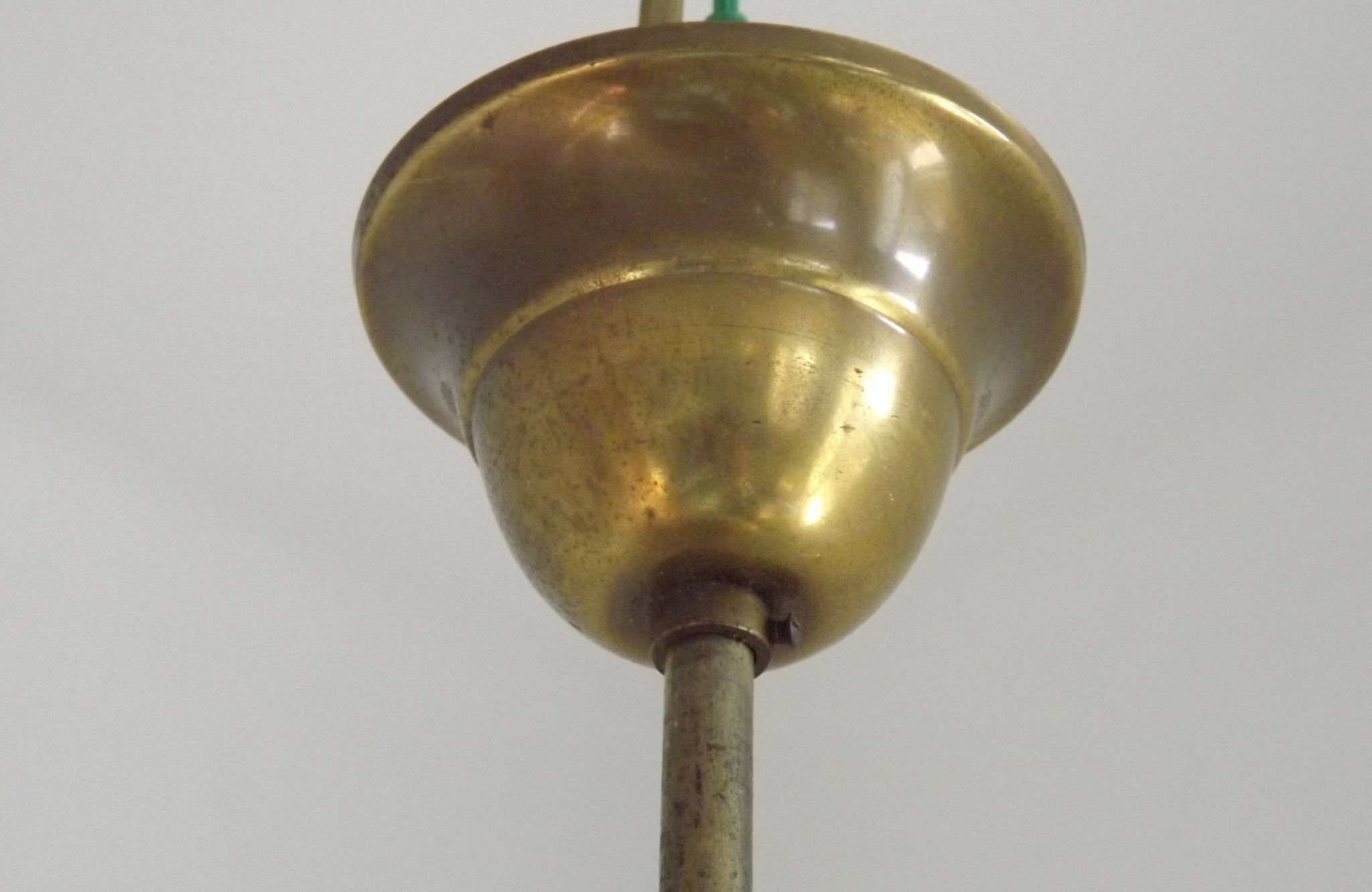 French Vintage "Louisiane" Brass & Wood Pendant Lamp - Hanging Light
