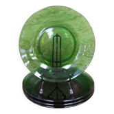 4 assiettes creuses vintage verte en verre trempé Vereco France
