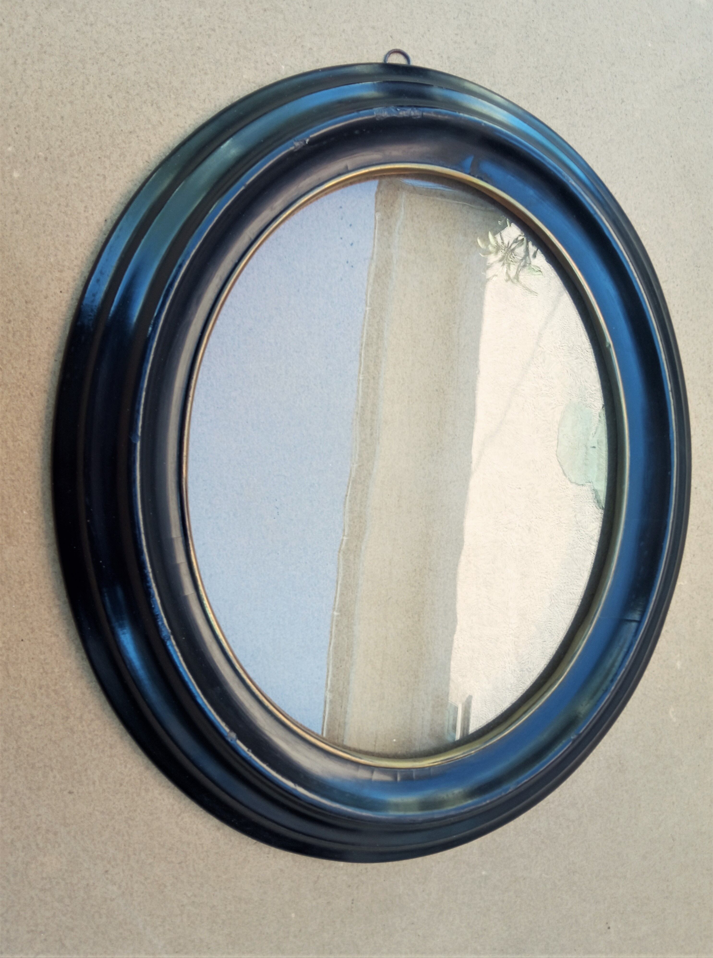 Black lacquered oval frame with its blown glass - Napoleon III - view 25.4 x 20.4