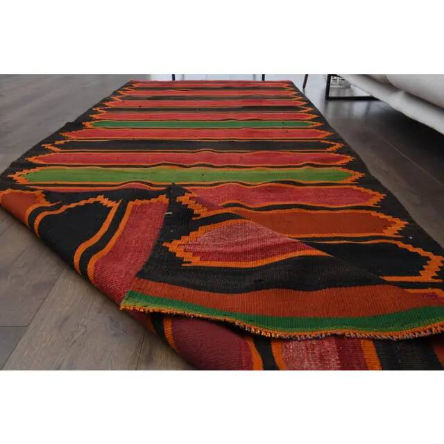1970s vintage Turkish hand-knotted wool cotton red runner rug 118x330