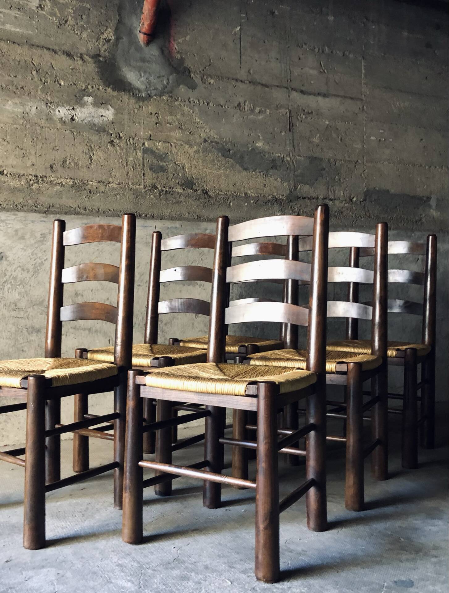 Set of 6 chairs in Brutalist style / Georges Robert