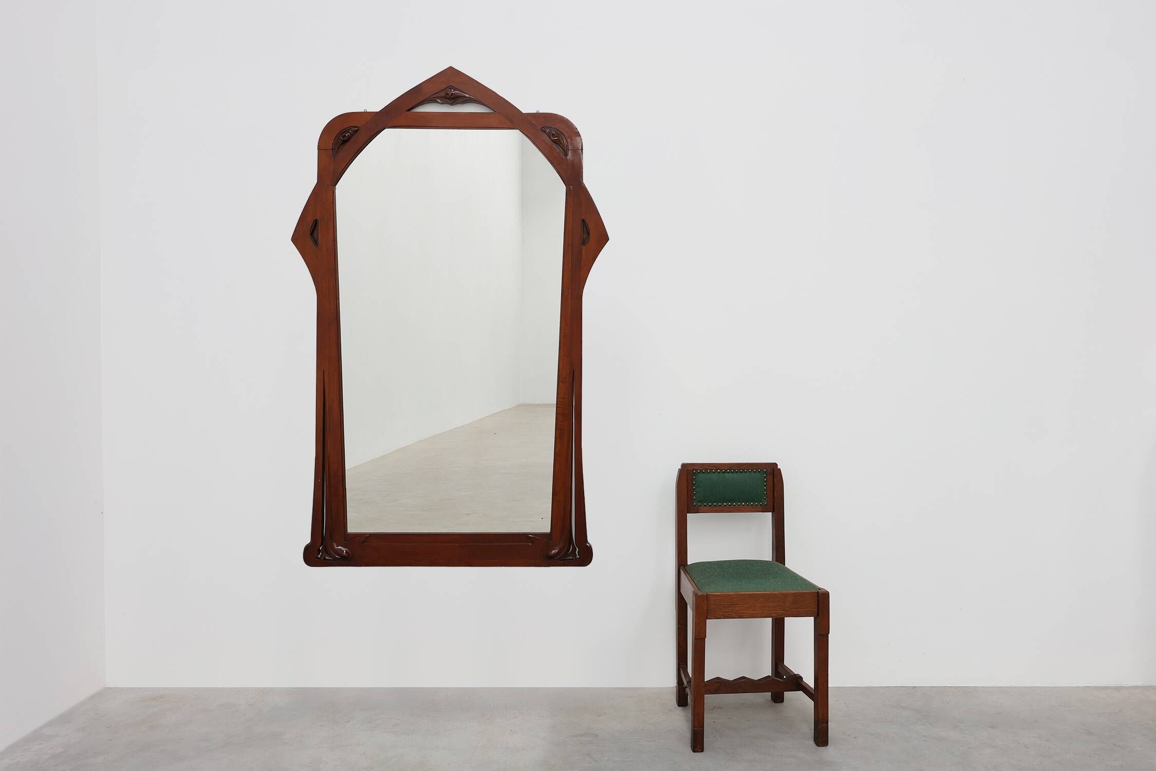 Large carved Art Nouveau Mirror Belgium, ca. 1900