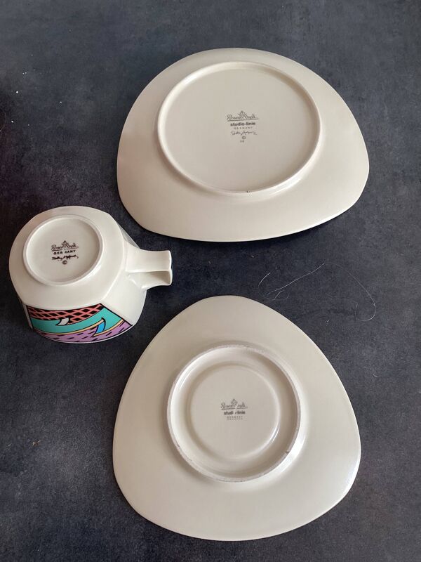 Tasse, soucoupe et assiette au design 'Flash' de Rosenthal. Vintage.
