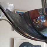 Art deco chandelier in chromed metal and glass 6 arms of lights