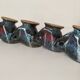 4 sculptural stoneware cups by Philippe Monroig