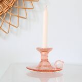Cellar rat candle holder, pink glass