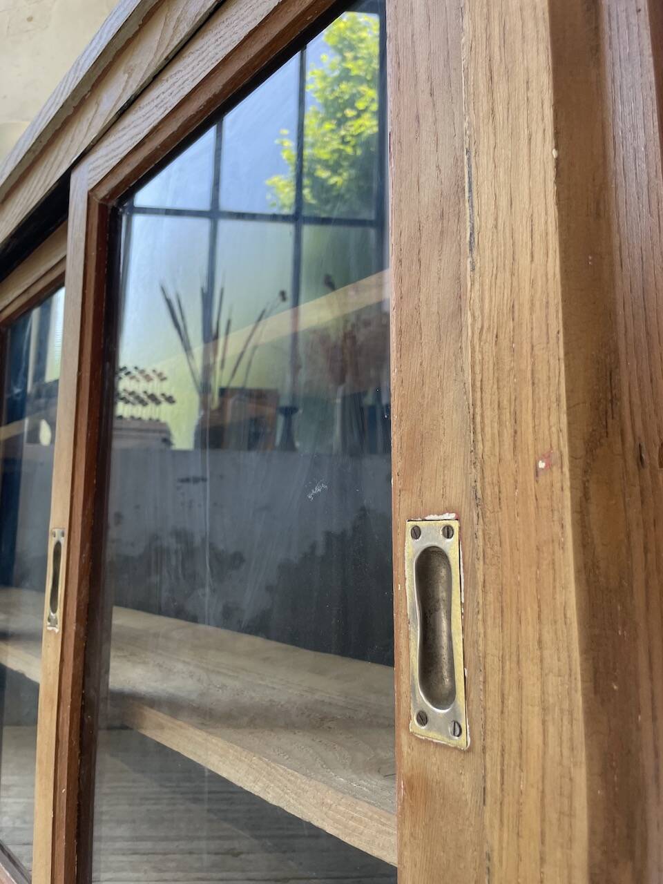 Oak sideboard with glass doors