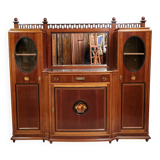 Ecole de Nancy : Grand buffet bibliothèque époque Art Nouveau en acajou
