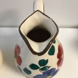 Pair of pitcher vases with spout handle deco numbered flower