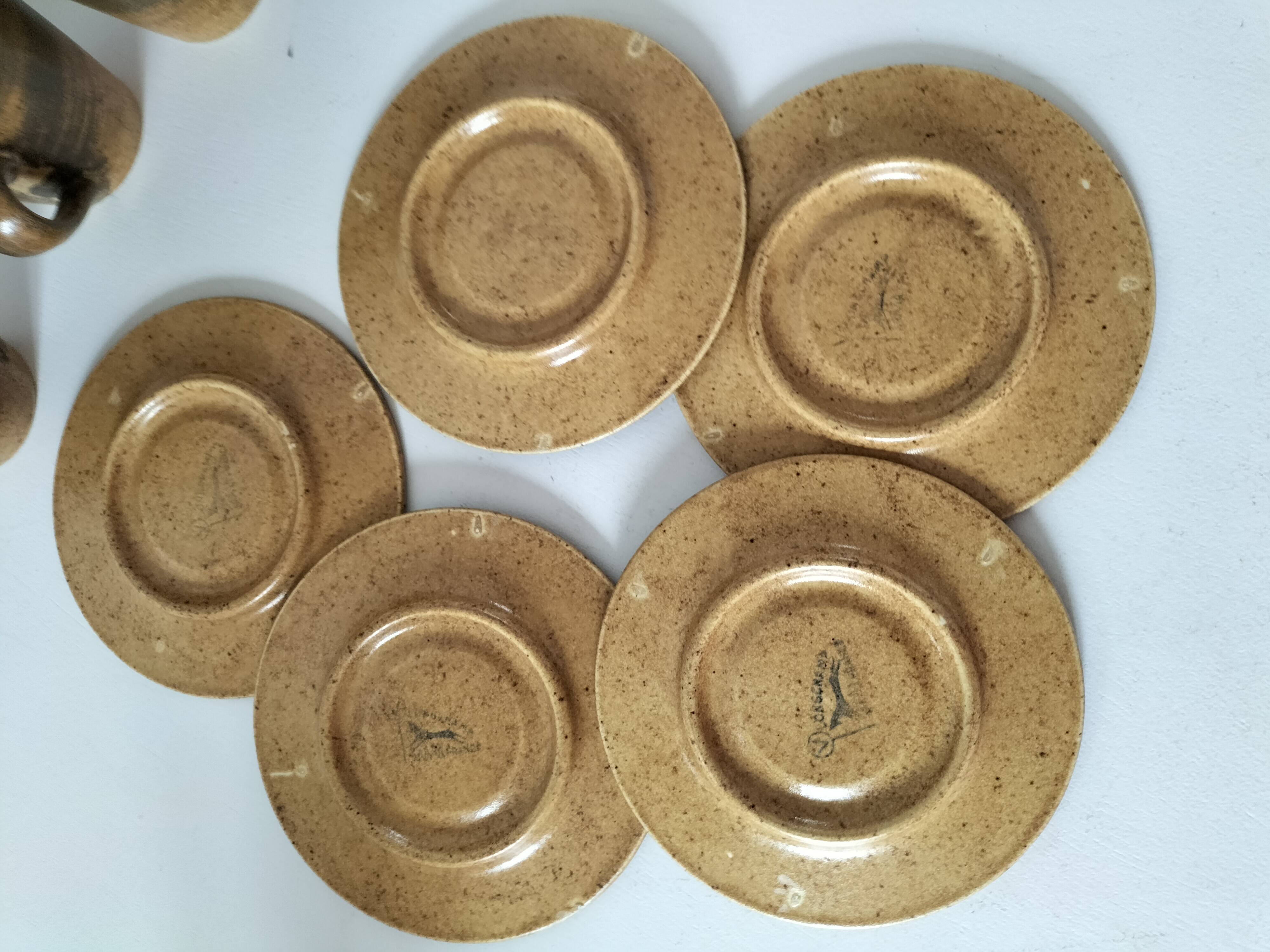 Set of 5 Longchamp France cups and 5 saucers in Japandi style