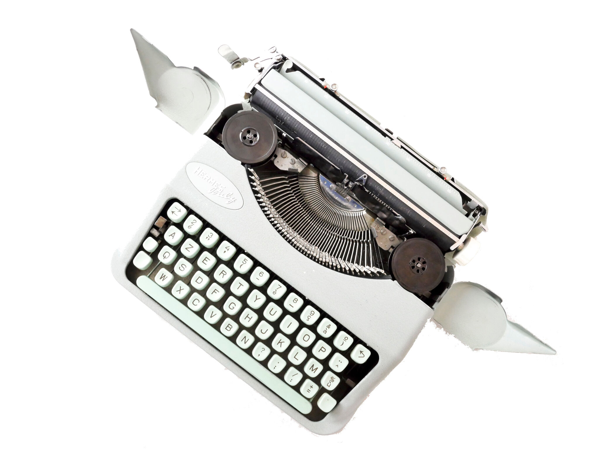 Hermes Baby Rocket green lime typewriter revised new ribbon
