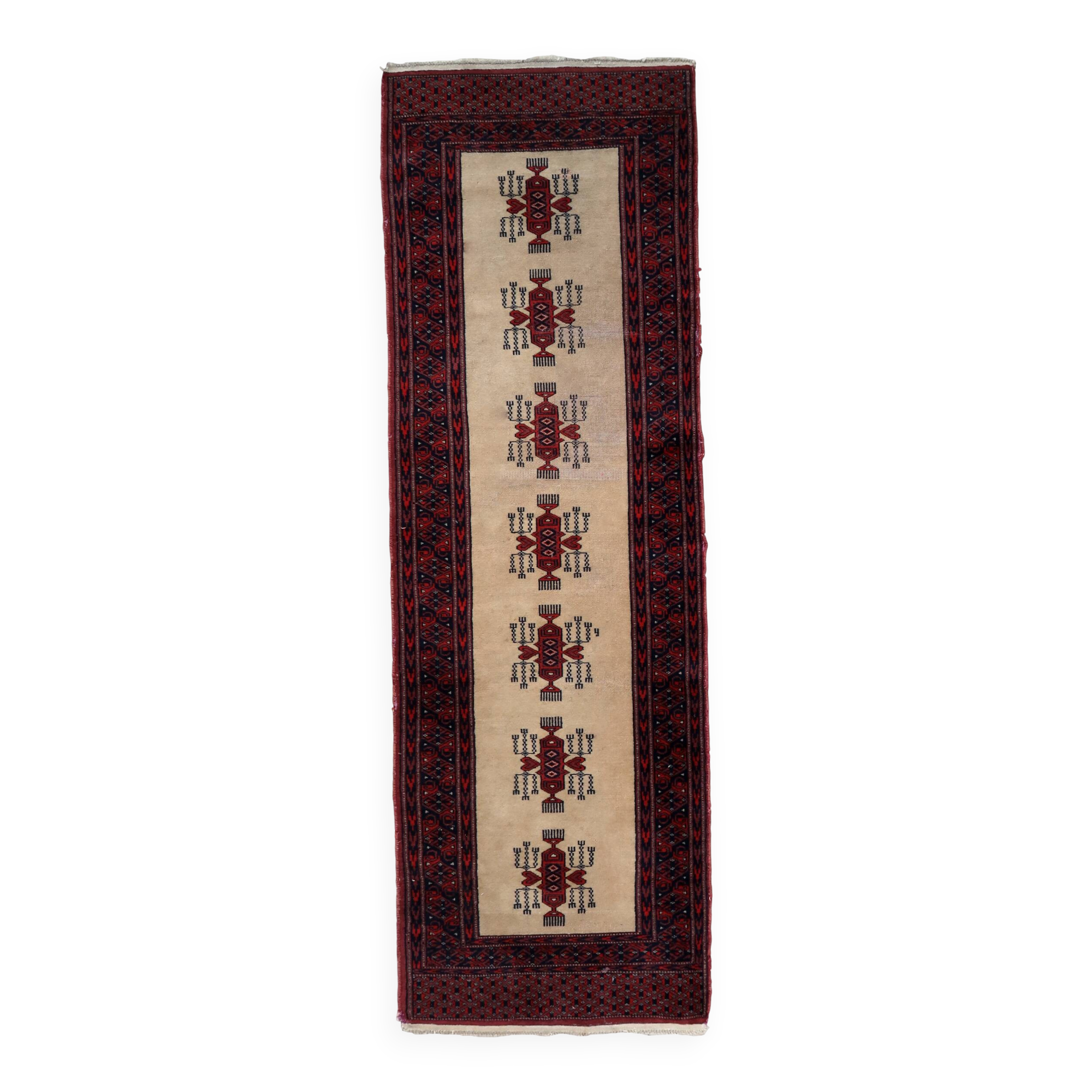 Tapis coureur vintage ouzbek Bukhara fait main en laine – 61 x 190 cm – Ann