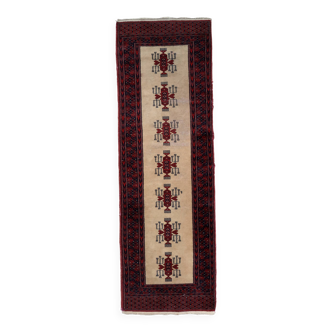 Tapis vintage ouzbek Boukhara fait main en laine – 61 x 190 cm – Ann