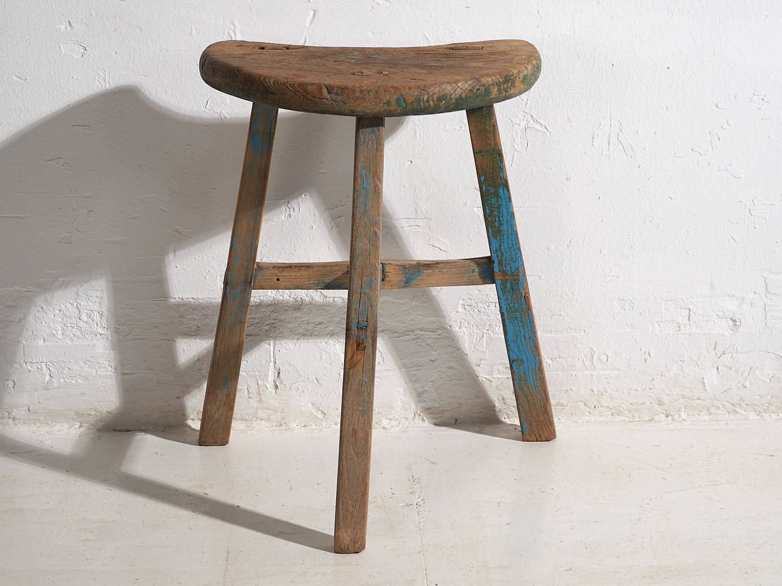 Antique solid wood stool (c.1900) #7