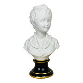 Biscuit child bust signed Tharaud Limoges 41 cm