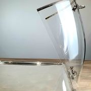 Large serving platter with lid, in silver metal.