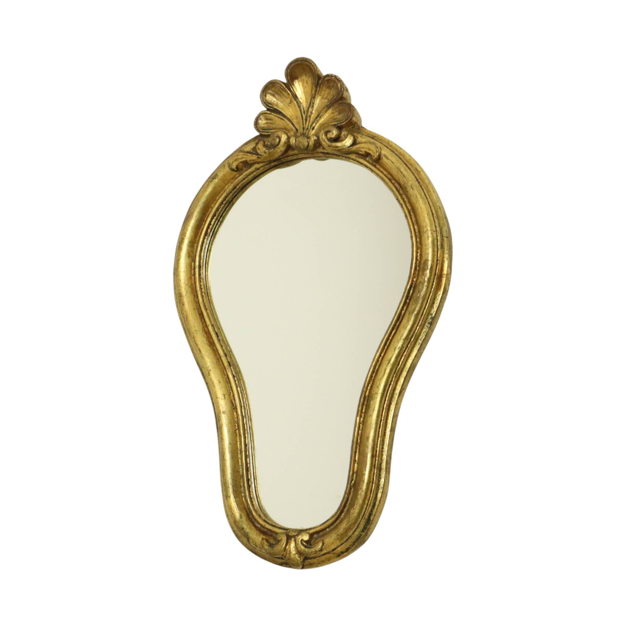 French Crested Mirror Gold Leaf Baroque Style Classic 48cm