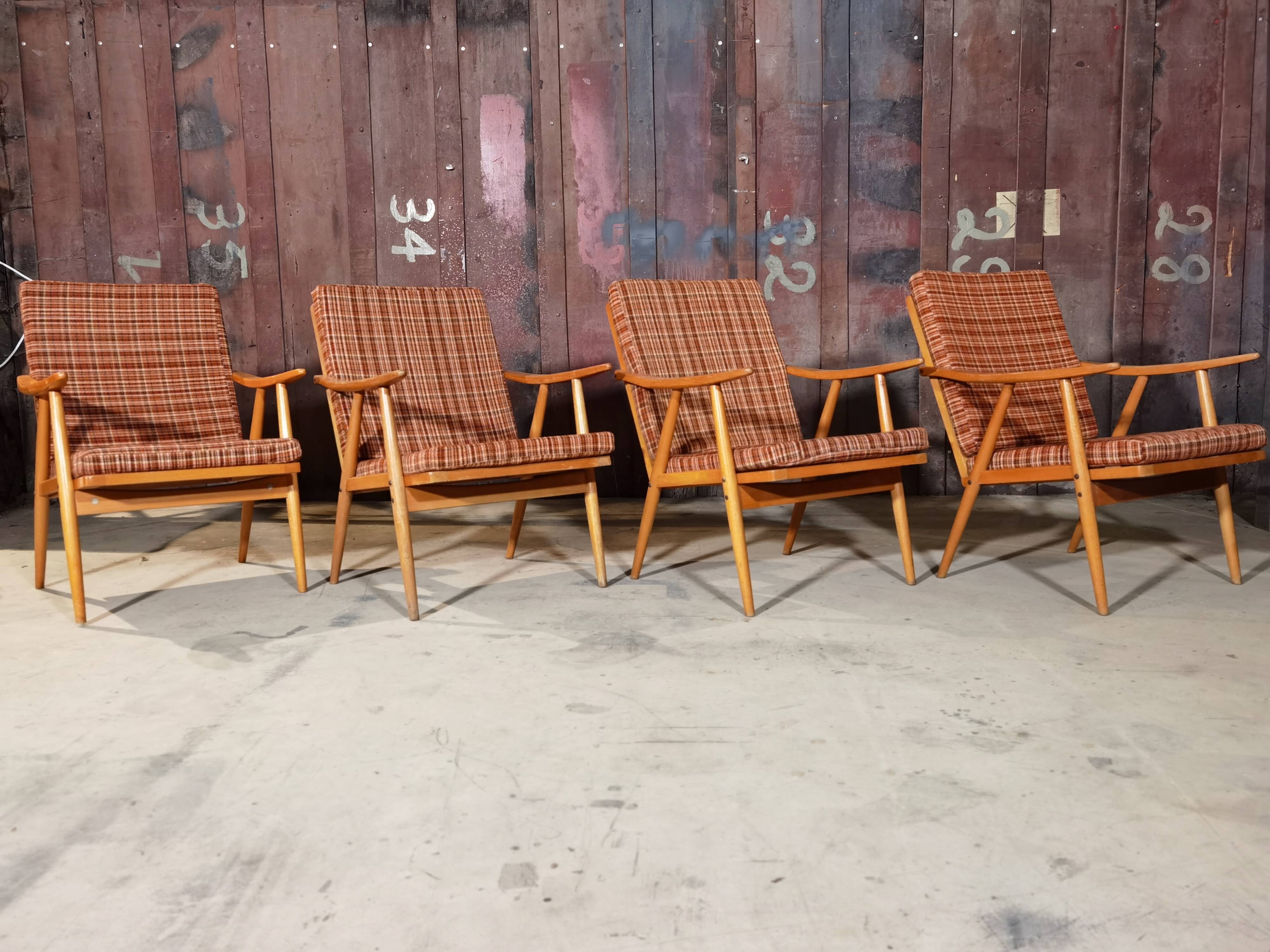 Lot of 4 chairs Thonet Boomerang