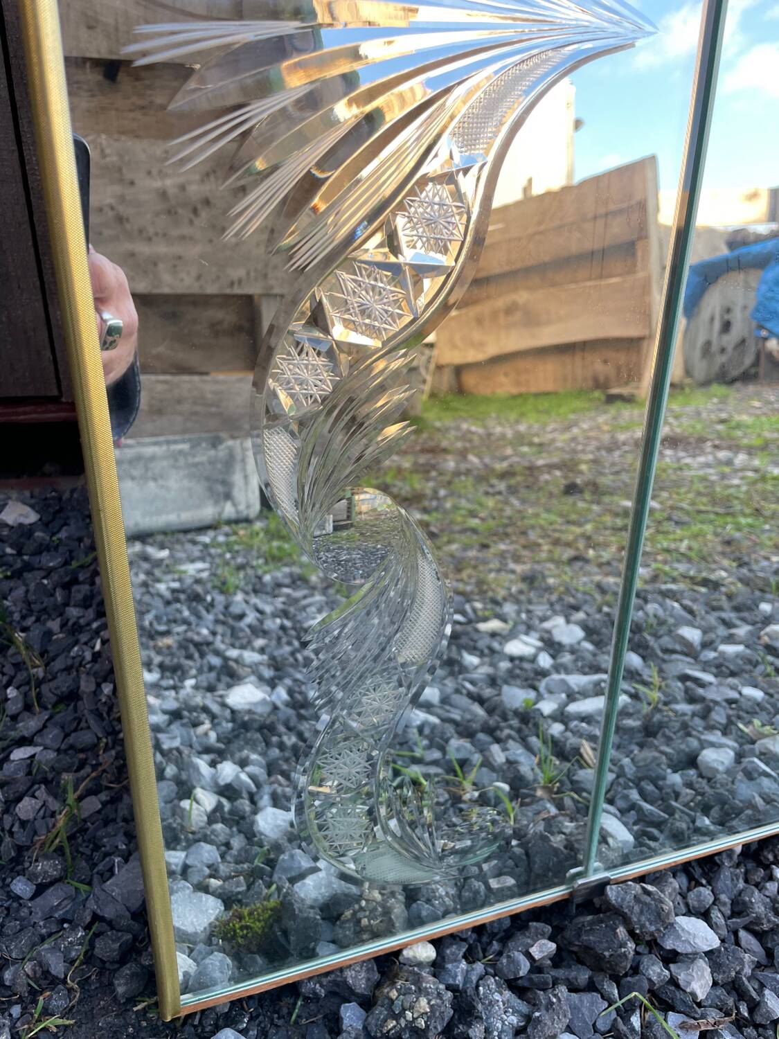 Vintage art deco cut glass bistro venetian mirror