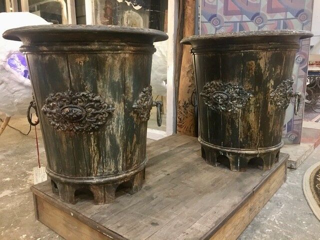 Pair of cast iron gardeners