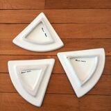 3 Flat Ceramic Bowls, Matte Glazed Terracotta, Vintage 60s